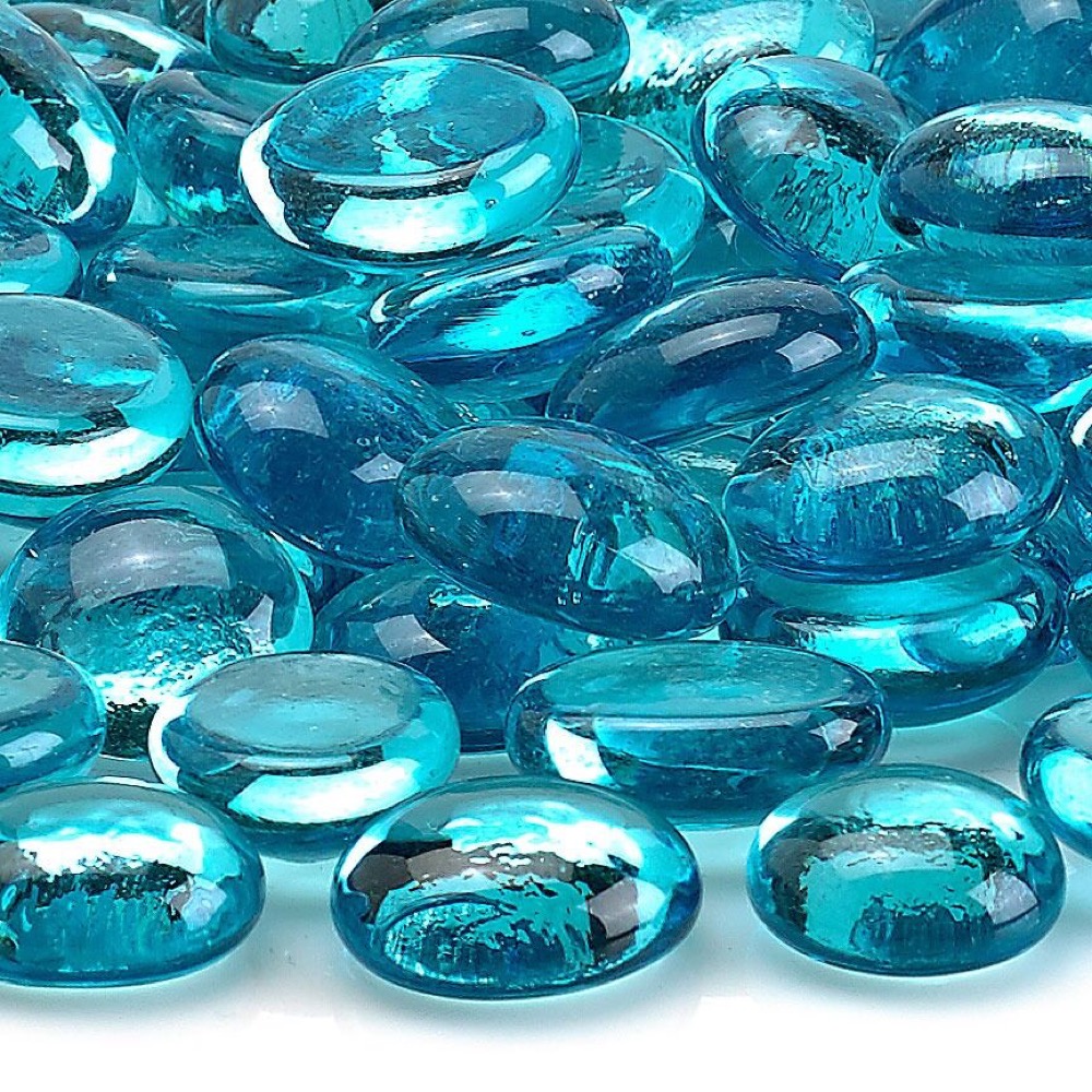 American Fire Glass Half Inch Aqua Blue Luster Fire Beads Glass   10 Pounds