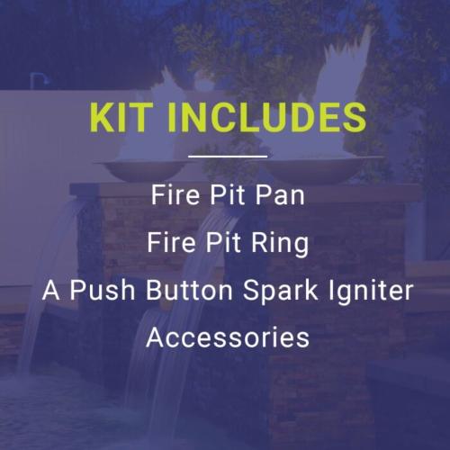 American Fire Glass 30 Inch Rectangular Natural Gas Drop In Fire Pit Pan with Spark Ignition Kit
