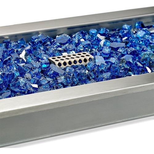 American Fire Glass 30 Inch Rectangular Propane Gas Drop In Fire Pit Pan with Adjustable Flame Electric Ignition System Kit