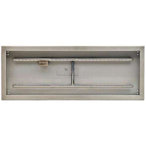 American Fire Glass 36 Inch Rectangular Propane Gas Drop In Fire Pit Pan with Adjustable Flame Electric Ignition System Kit