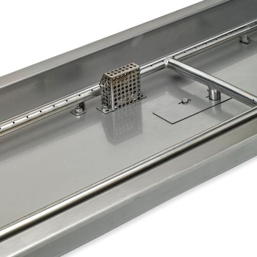 American Fire Glass 48 Inch Rectangular Propane Gas Drop In Fire Pit Pan with Adjustable Flame Electric Ignition System Kit