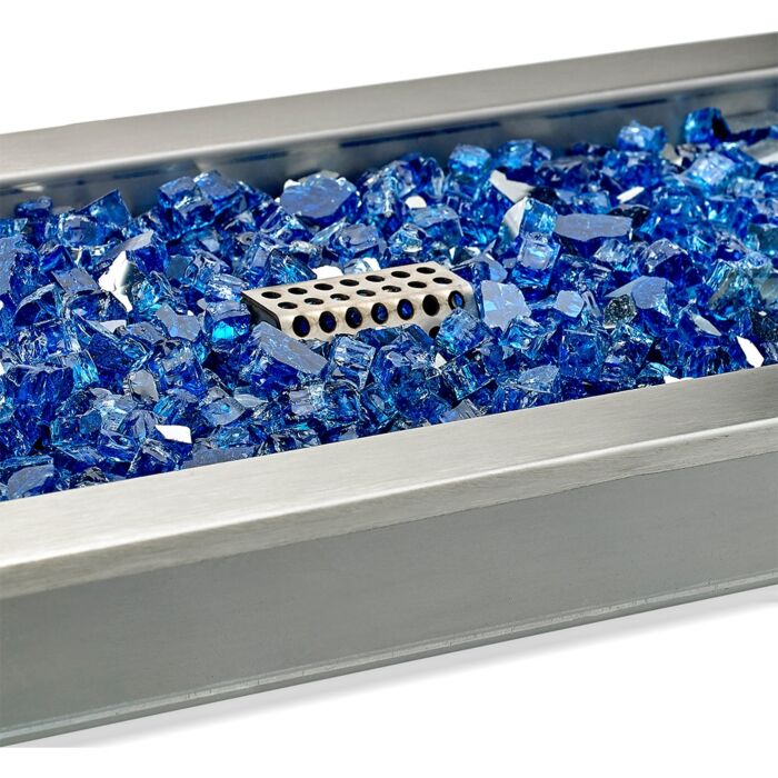 American Fire Glass 36 Inch Stainless Steel Linear Propane Gas Drop In Fire Pit Pan with Adjustable Flame Electric Ignition System Kit