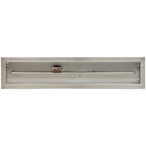 American Fire Glass 36 Inch Stainless Steel Linear Propane Gas Drop In Fire Pit Pan with Adjustable Flame Electric Ignition System Kit