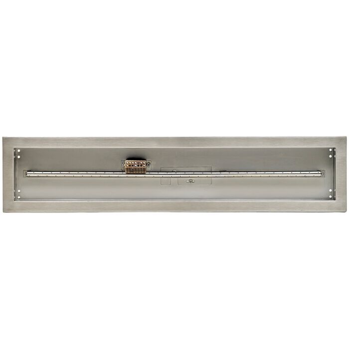 American Fire Glass 36 Inch Stainless Steel Linear Propane Gas Drop In Fire Pit Pan with Adjustable Flame Electric Ignition System Kit