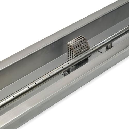 American Fire Glass 48 Inch Stainless Steel Linear Propane Gas Drop In Fire Pit Pan with Adjustable Flame Electric Ignition System Kit