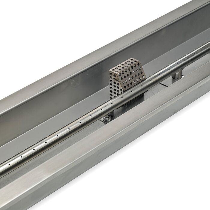 American Fire Glass 48 Inch Stainless Steel Linear Propane Gas Drop In Fire Pit Pan with Adjustable Flame Electric Ignition System Kit