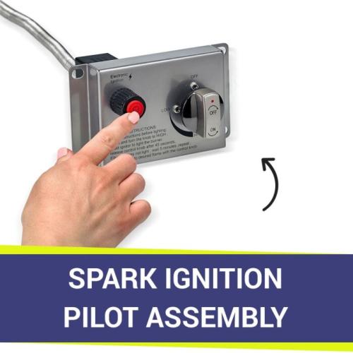 American Fire Glass 25 Inch Round Stainless Steel Propane Gas Drop in Fire Pit Pan with 18 Inch Fire Ring and Adjustable Flame Electric Ignition System Kit