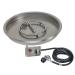 American Fire Glass 25 Inch Round Stainless Steel Propane Gas Drop in Fire Pit Pan with 18 Inch Fire Ring and Adjustable Flame Electric Ignition System Kit