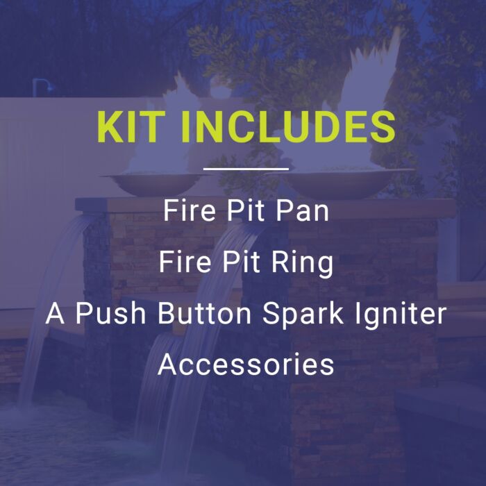 American Fire Glass 72 Inch Linear Natural Gas Drop In Fire Pit Pan with Spark Ignition Kit