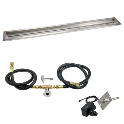 American Fire Glass 72 Inch Linear Natural Gas Drop In Fire Pit Pan with Spark Ignition Kit