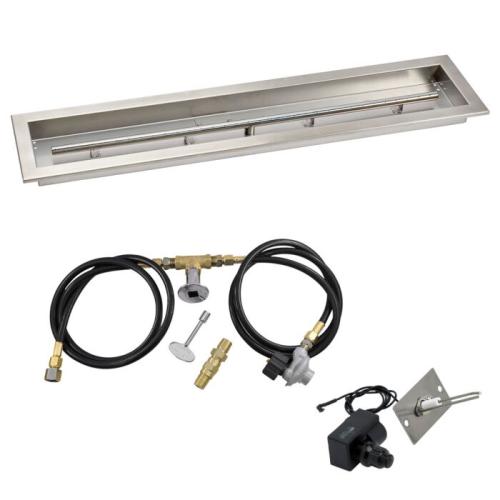 American Fire Glass 36 Inch Linear Propane Gas Drop In Fire Pit Pan with Spark Ignition Kit