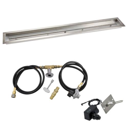 American Fire Glass 60 Inch Linear Propane Gas Drop In Fire Pit Pan with Spark Ignition Kit