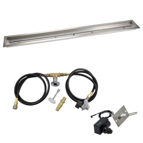 American Fire Glass 72 Inch Linear Propane Gas Drop In Fire Pit Pan with Spark Ignition Kit