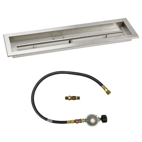 American Fire Glass 30 Inch Linear Propane Gas Drop In Fire Pit Pan with Match Light Kit