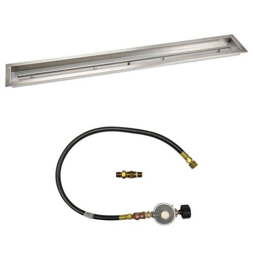 American Fire Glass 60 Inch Linear Propane Gas Drop In Fire Pit Pan with Match Light Kit