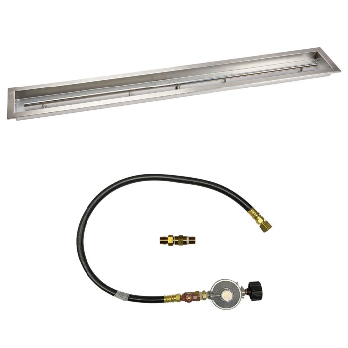 American Fire Glass 60 Inch Linear Propane Gas Drop In Fire Pit Pan with Match Light Kit