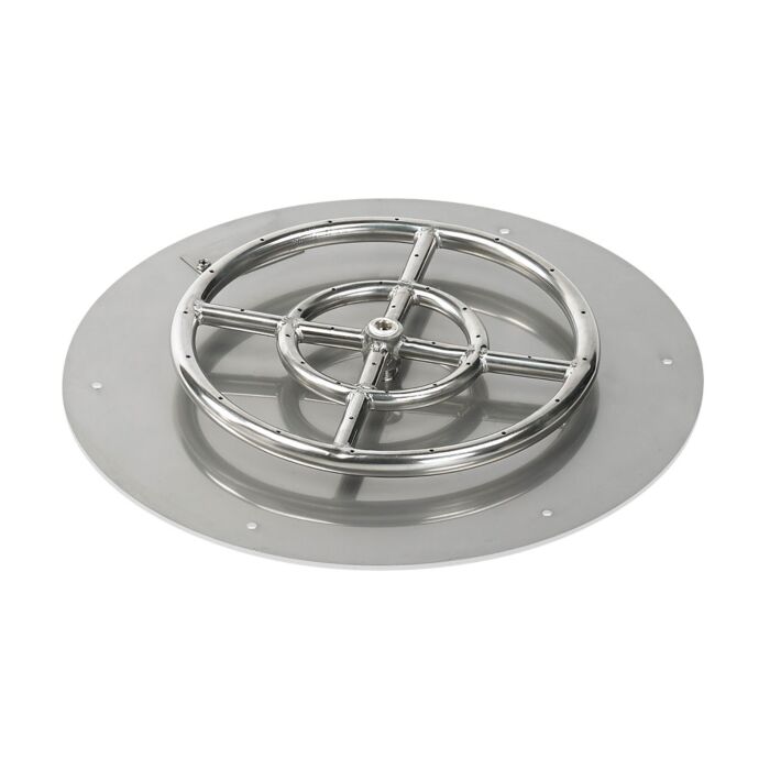 American Fire Glass 18 Inch Round Natural Gas Flat Pan with Spark Ignition Kit 12 Inch Ring