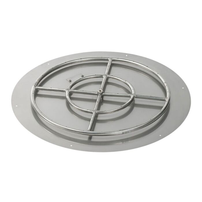 American Fire Glass 36 Inch Round Natural Gas Flat Pan with Spark Ignition Kit 24 Inch Ring