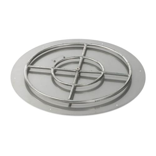 American Fire Glass 36 Inch Round Natural Gas Flat Pan with Match Light Kit 24 Inch Ring