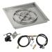 American Fire Glass 24 Inch Square Propane Gas Drop In Fire Pit Pan with Spark Ignition Kit 18 Inch Fire Pit Ring