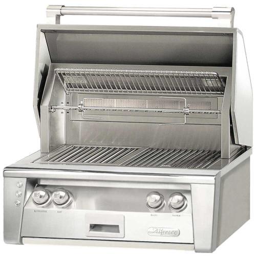 Alfresco Grills ALXE 30 Inch 2 Burner Built In Natural Gas Grill with Sear Zone and Rear Infrared Burner   Stainless Steel
