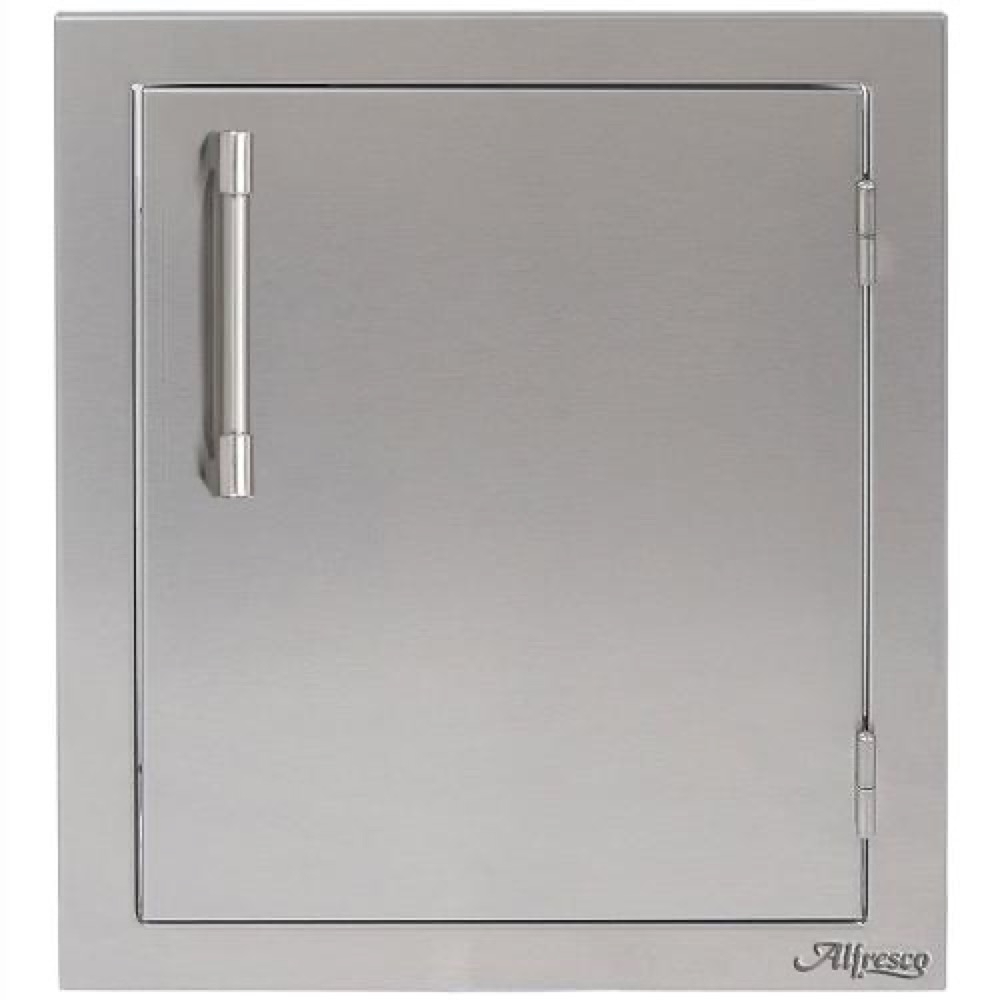 Alfresco Grills 17 Inch Stainless Steel Right Hinged Vertical Single Access Door   Stainless Steel