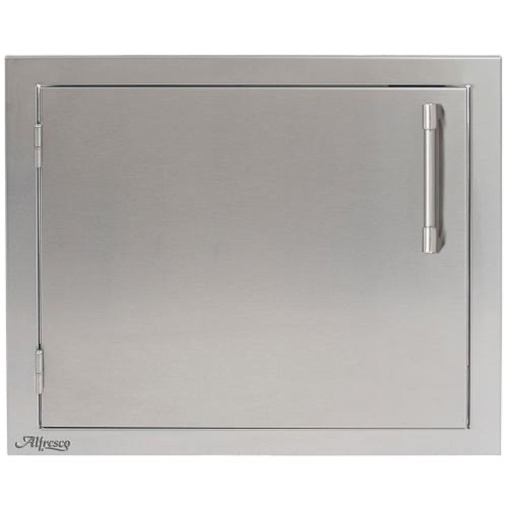 Alfresco Grills 23 Inch Stainless Steel Left Hinged Vertical Single Access Door   Stainless Steel