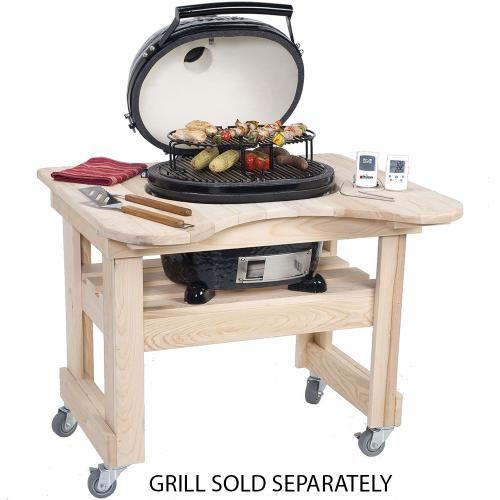 Primo Curved Cypress Kamado Table for Primo Oval JR