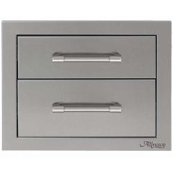 Alfresco Grills 17 Inch Stainless Steel Double Access Drawer with Soft Close Hardware Stainless Steel AXE 2DR SC250
