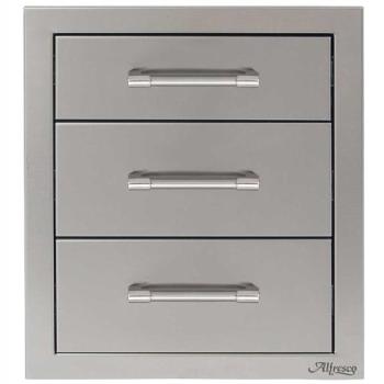 Alfresco Grills 17 Inch Stainless Steel Triple Access Drawer with Soft Close Hardware Stainless Steel AXE 3DR SC350