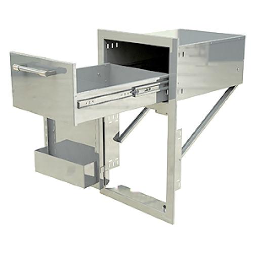 Alfresco Grills 17 Inch Stainless Steel Left Hinged Single Door  and  Single Drawer Combo with Soft Close Hardware   Stainless Steel