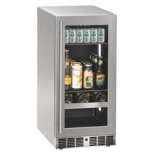 Marvel 15 Inch Essential Collection Stainless Steel Reversible Hinge Glass Door Outdoor Beverage Center with Lock