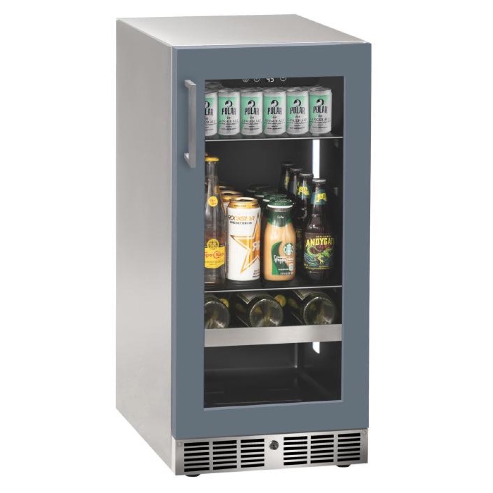 Marvel 15 Inch Essential Collection Panel Ready Reversible Hinge Glass Door Outdoor Beverage Center with Lock