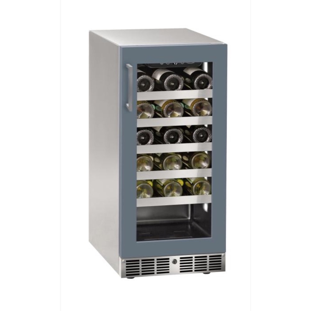 Marvel 15 Inch Essential Collection 28 Bottle Panel Ready Glass Door Outdoor Wine Refrigerator with Lock   Reversible Hinge