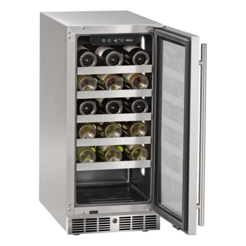 Marvel 15 Inch Essential Collection 28 Bottle Panel Ready Glass Door Outdoor Wine Refrigerator with Lock   Reversible Hinge
