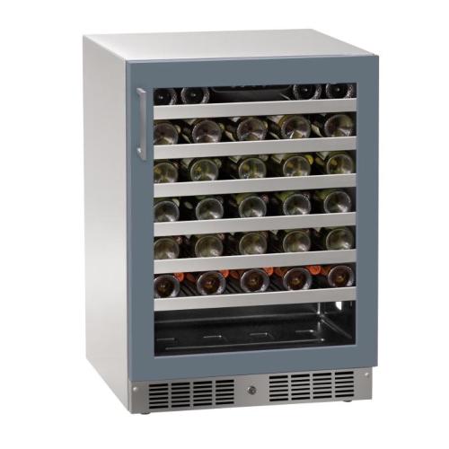 Marvel 24 Inch Essential Collection 55 Bottle Panel Ready Glass Door Outdoor Wine Refrigerator with Lock   Reversible Hinge