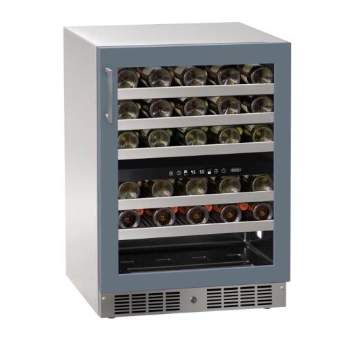 Marvel 24 Inch Essential Collection 46 Bottle Panel Ready Dual Zone Glass Door Outdoor Wine Refrigerator with Lock   Reversible Hinge