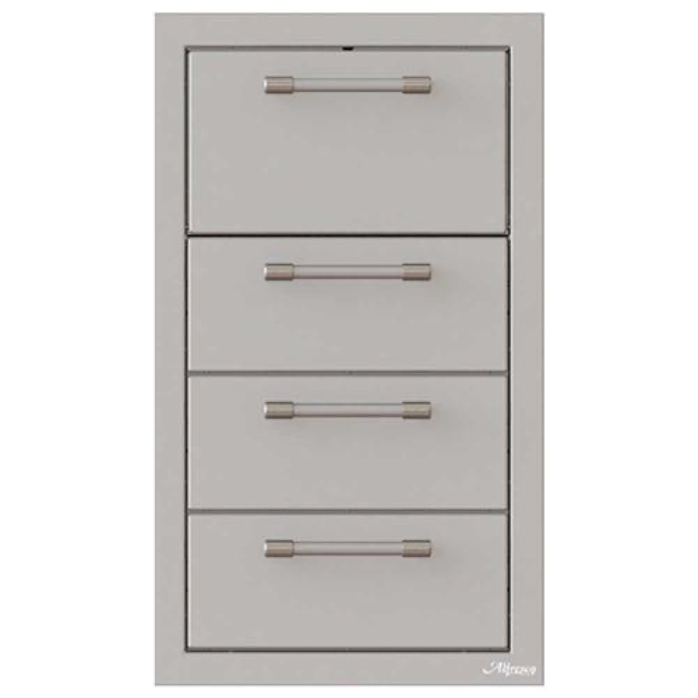 Alfresco Grills 17 Inch Stainless Steel Triple Access Drawer and Paper Towel Holder with Soft Close Hardware   Stainless Steel