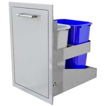 Alfresco Grills 20 Inch Roll Out Double Stainless Steel Trash and Recycling Bin with Soft Close Hardware Stainless Steel AXE TC2D SC350