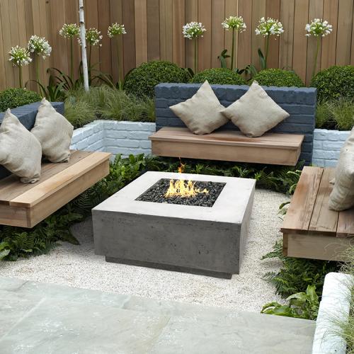 Prism Hardscapes Tavola 2 36 Inch 65000 BTU Natural Gas Square Fire Pit Table   Ebony