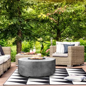 Prism Hardscapes Rotondo 48 Inch Gas Fire Pit Table Lifestyle PH 418 4NG350