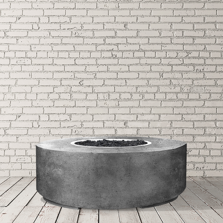 Prism Hardscapes Rotondo 48 Inch Round 65000 BTU Natural Gas Fire Pit Table   Pewter