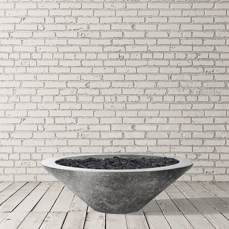 Prism Hardscapes Embarcadero 48 Inch Round 65000 BTU Natural Gas Fire Pit Bowl   Pewter