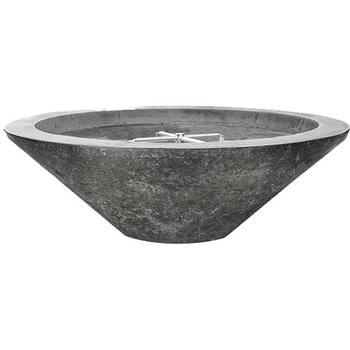 Prism Hardscapes Embarcadero 48 Inch Round 65000 BTU Natural Gas Fire Pit Bowl   Pewter