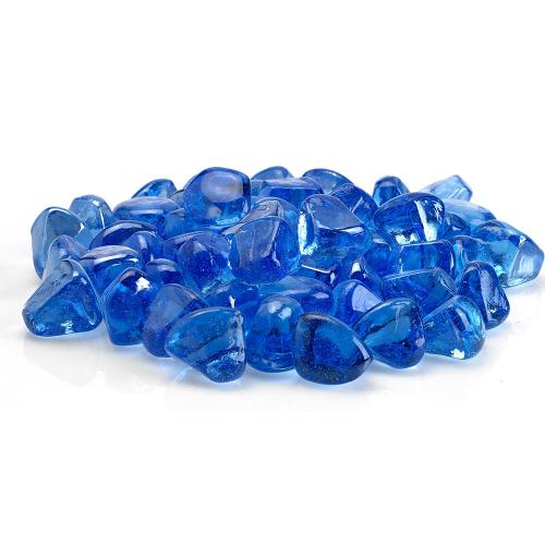 American Fire Glass One Inch Midnight Blue Luster Zircon Fire Glass   10 Pounds