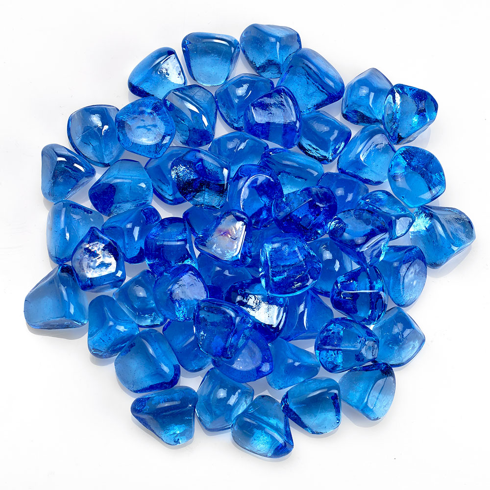 American Fire Glass One Inch Midnight Blue Luster Zircon Fire Glass   10 Pounds