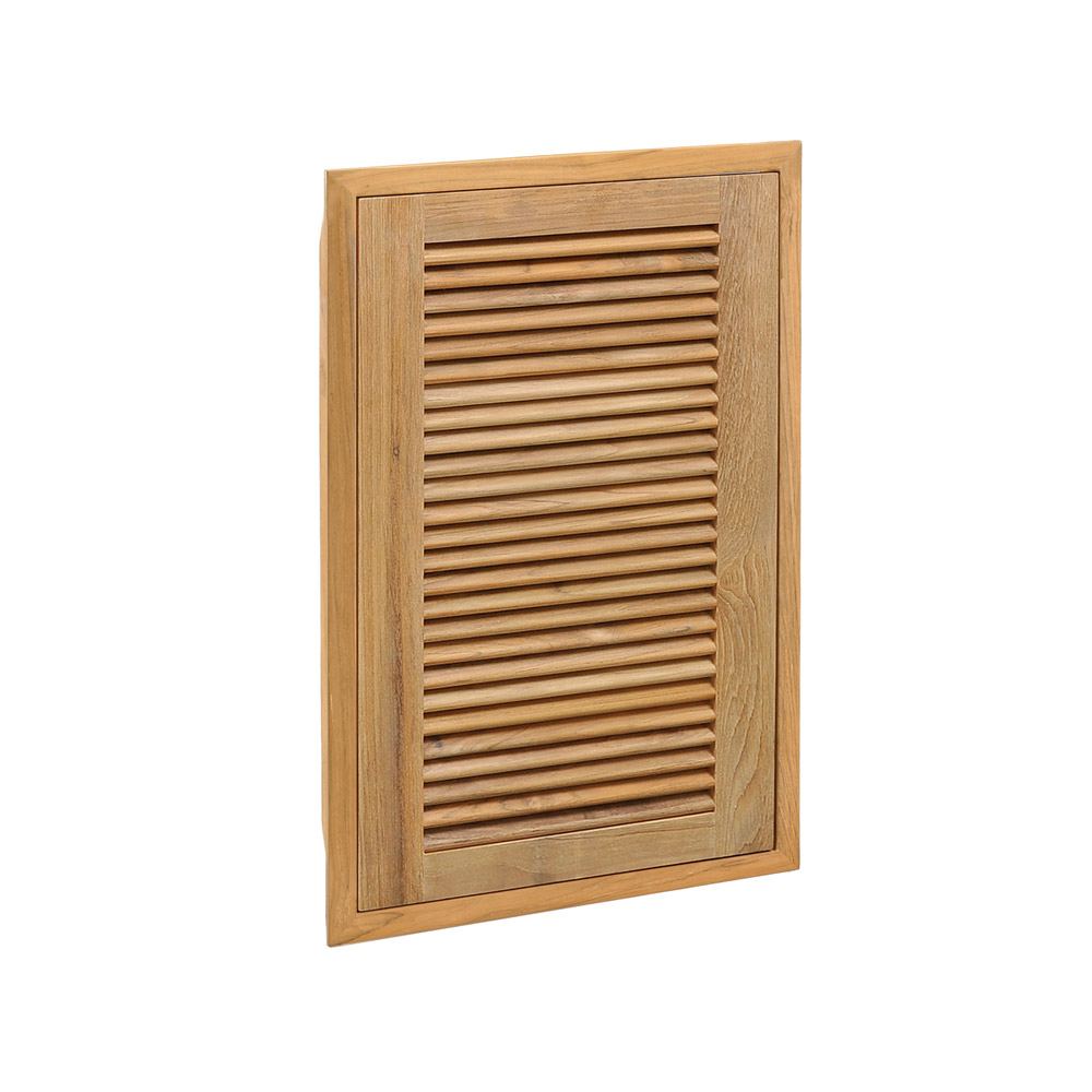 Pacific Teak Millworks Louvered Style 18 Inch x 28 Inch Teak Wood Right Hinge Full Height Vertical Single Access Door
