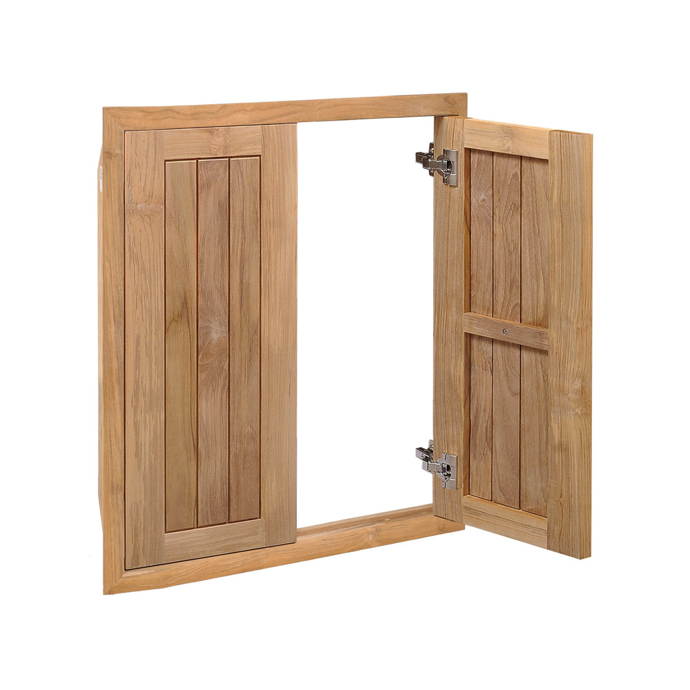 Pacific Teak Millworks Cottage Style 24 Inch x 22 Inch Teak Wood Double Access Door