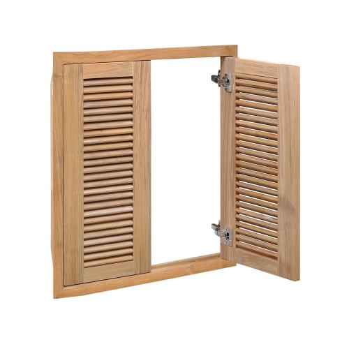 Pacific Teak Millworks Louvered Style 24 Inch x 22 Inch Teak Wood Double Access Door