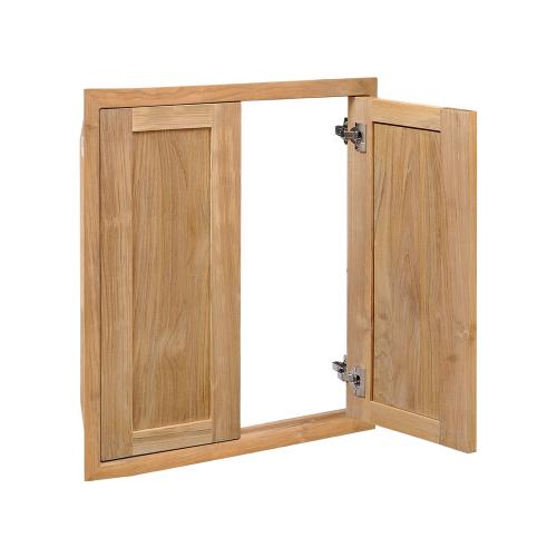 Pacific Teak Millworks Shaker Style 24 Inch x 28 Inch Teak Wood Full Height Double Access Door